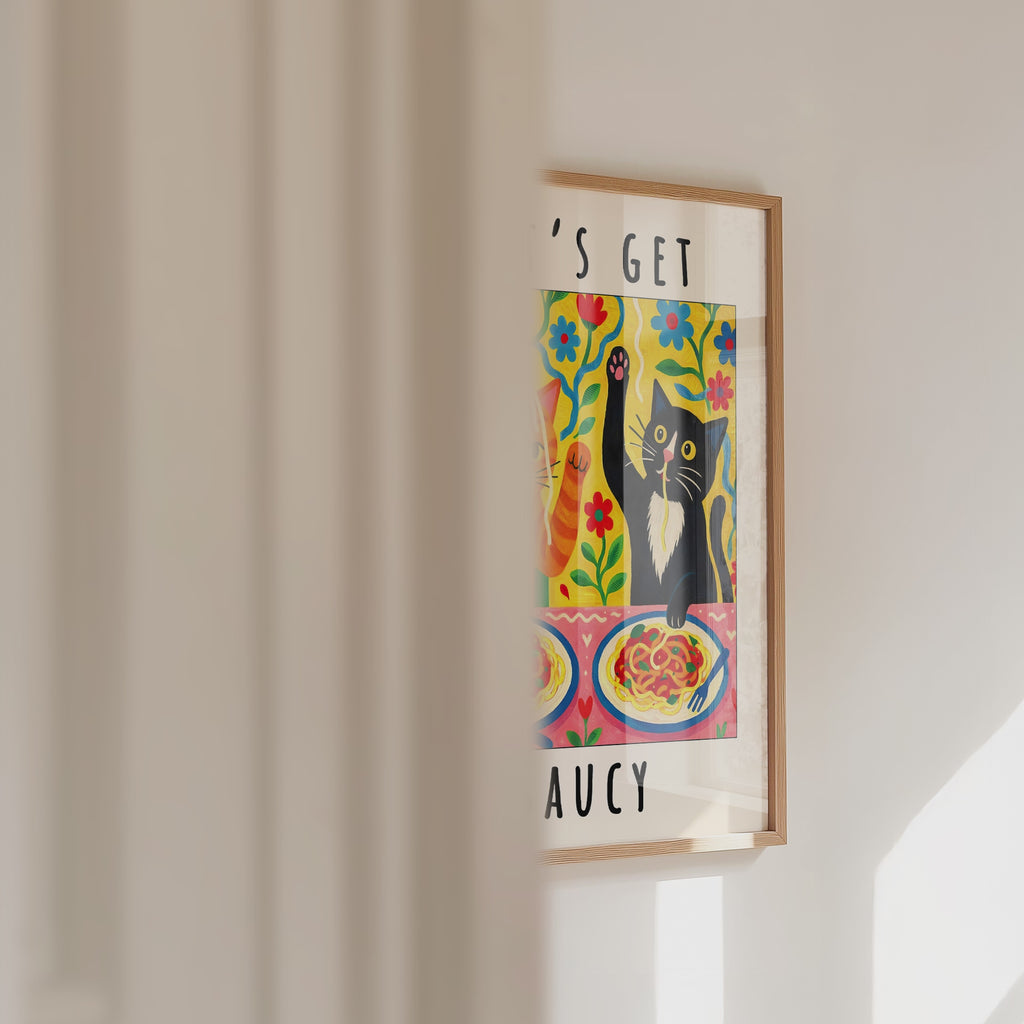 Lets Get Saucy Cat Dinner Poster – väggvideo