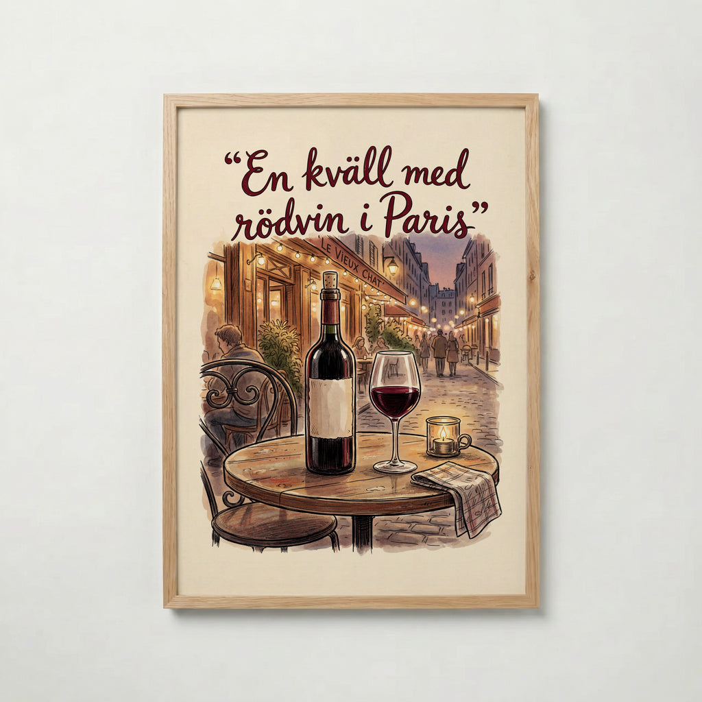 Red Wine in Paris Poster i ekram, premiumtryck från Bozetto