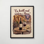 Red Wine in Paris Poster i svart ram, tryckt i Sverige