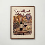 Red Wine in Paris Poster i valnötsram, konst från Bozetto