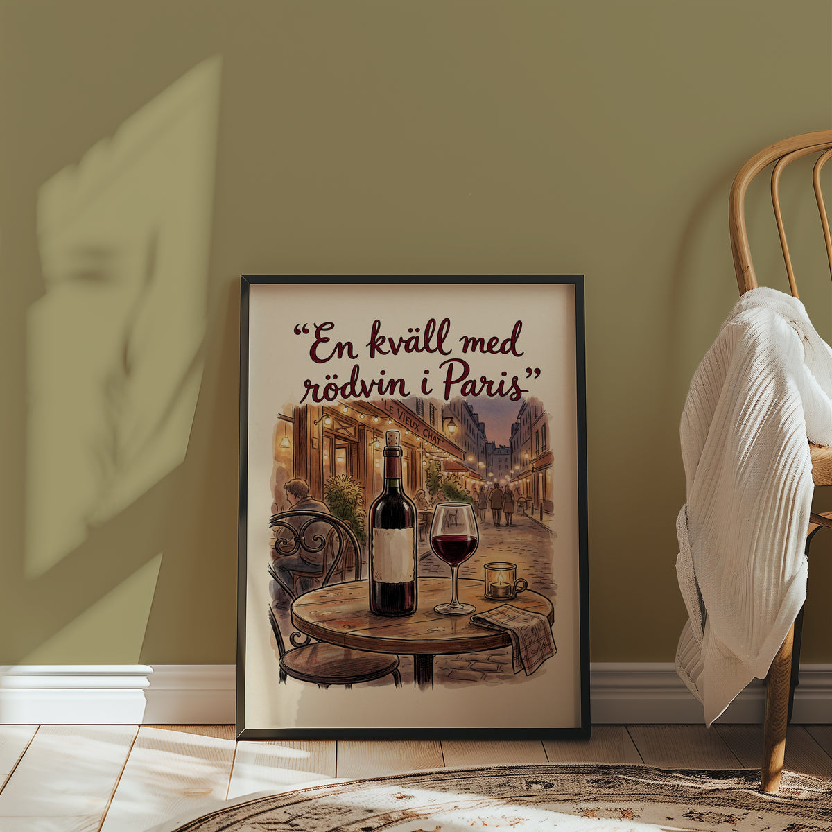 Red Wine in Paris Poster i stilren inredning, premiumtryck från Bozetto