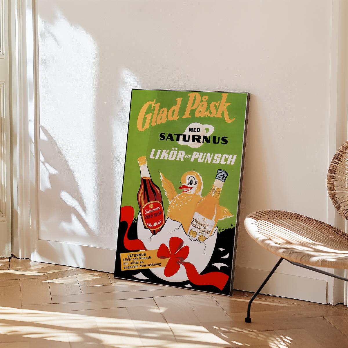 Glad Påsk Saturnus poster i stilren inredning – Bozetto konsttryck i hög kvalitet