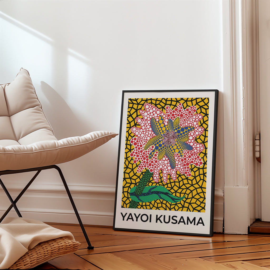Yayoi Kusama Yellow Garden poster i stilren inredning – konsttryck från Bozetto i hög kvalitet