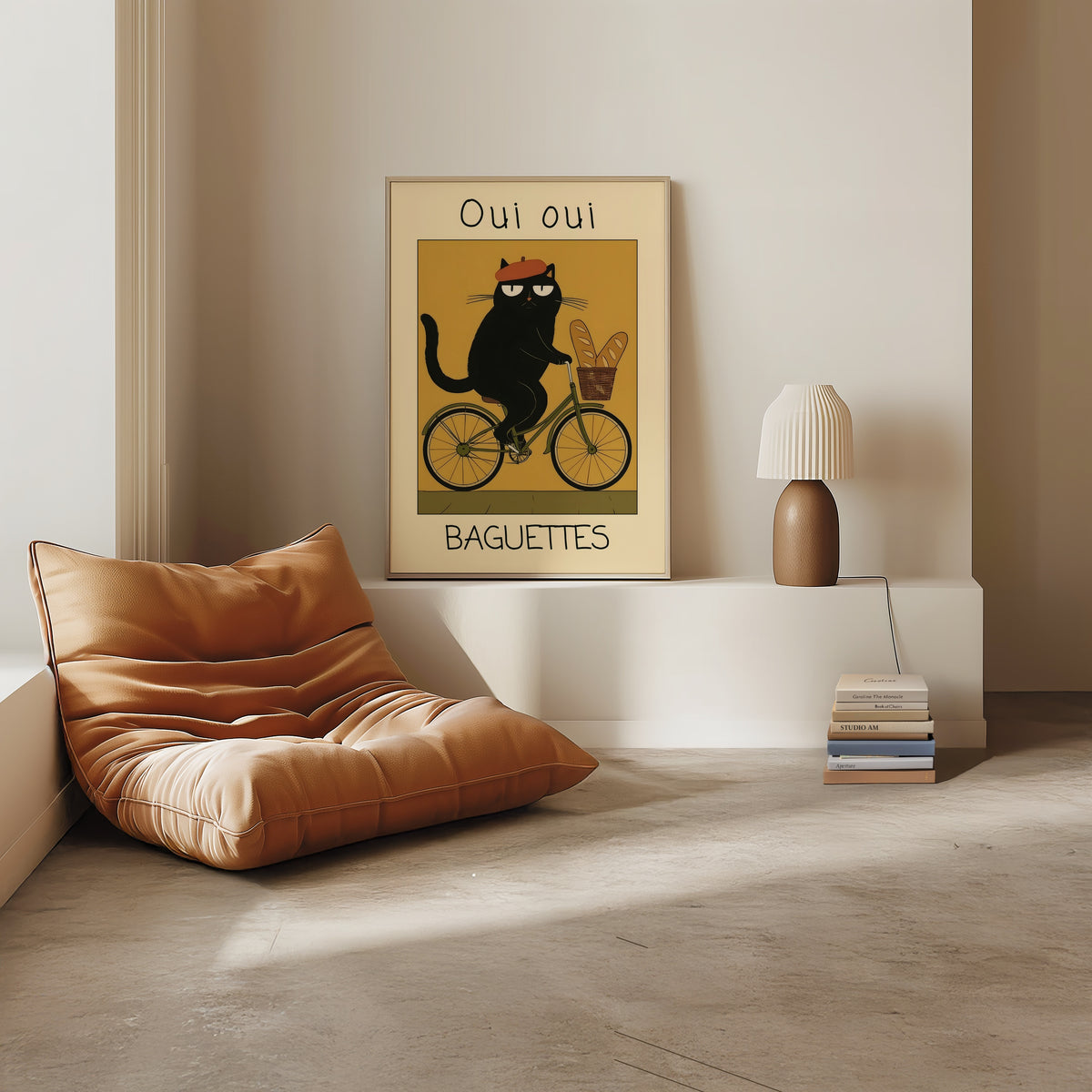 French Baguette Cat poster i modernt hem – Bozetto affisch i hög kvalitet