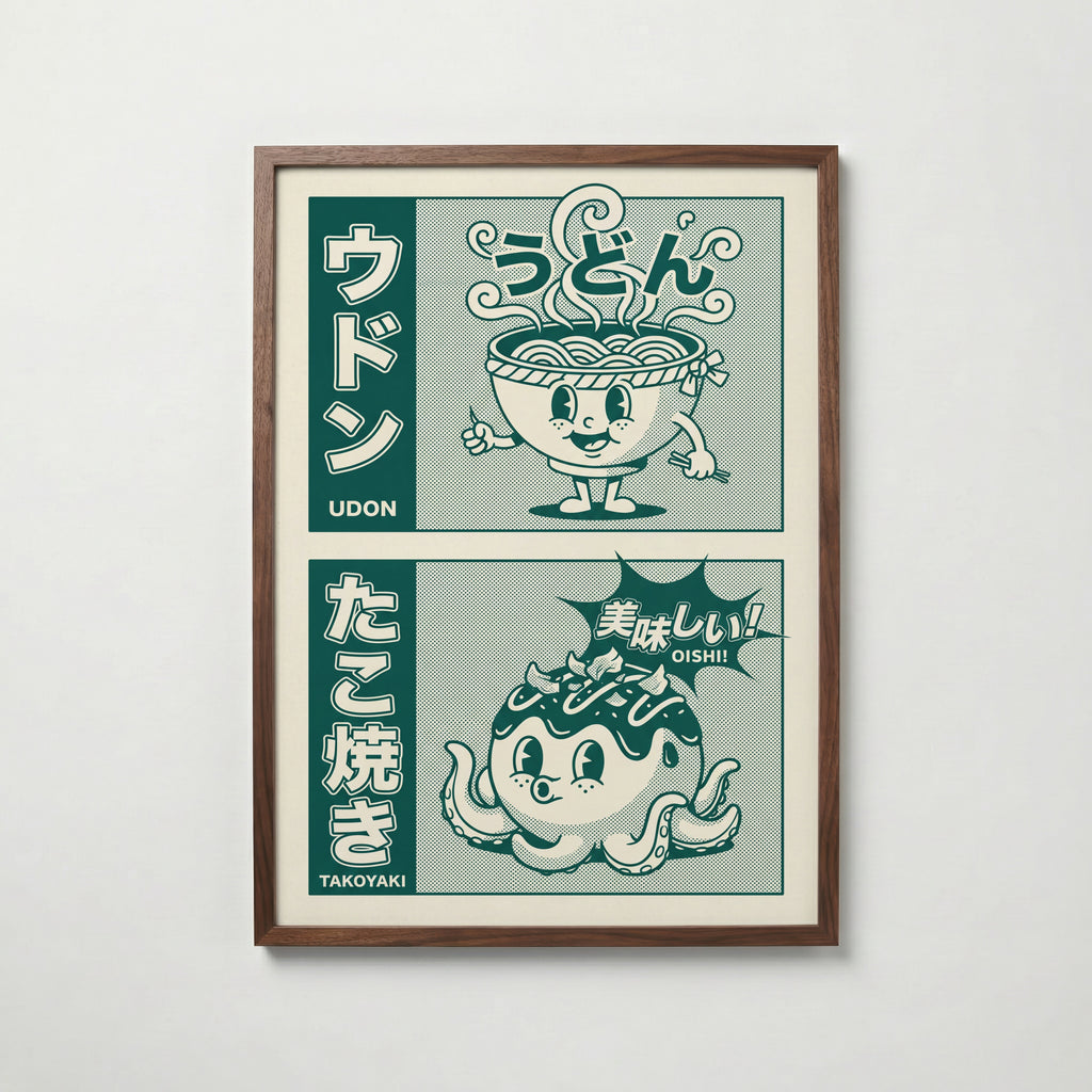 Jade Kombini Poster – udon och takoyaki i valnötsram, fri frakt över 499 kr
