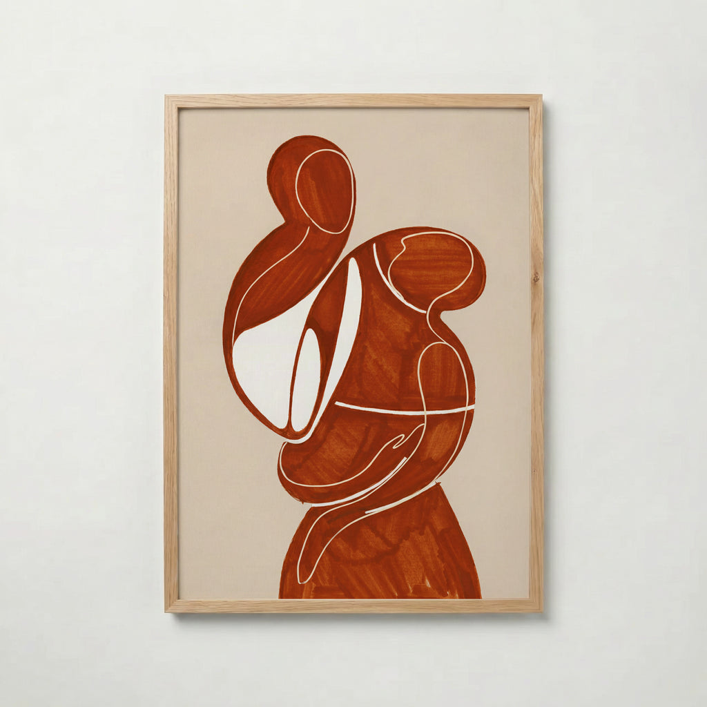 Terracotta Embrace Poster i ekram, abstrakt terrakottakonst från Bozetto