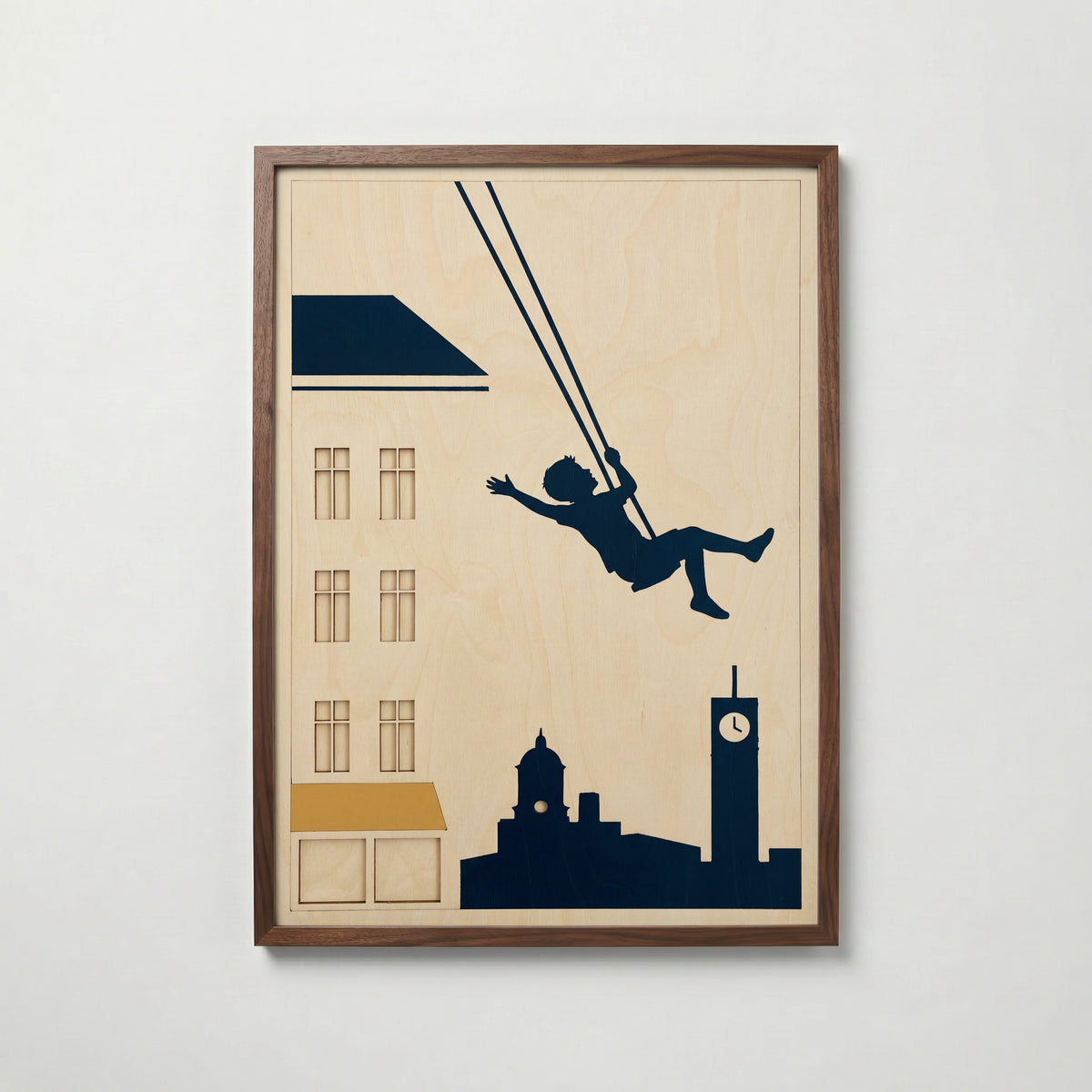 Skyline Swing Poster i valnötsram, gräddvitt motiv, fri frakt över 499 kr