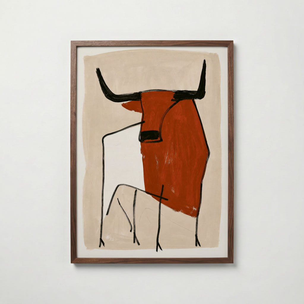 Terracotta Bull Poster – valnötsram