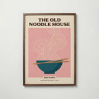 Old Noodle House – affisch i valnötsram med rosa ramenmotiv, leverans 1-3 dagar.