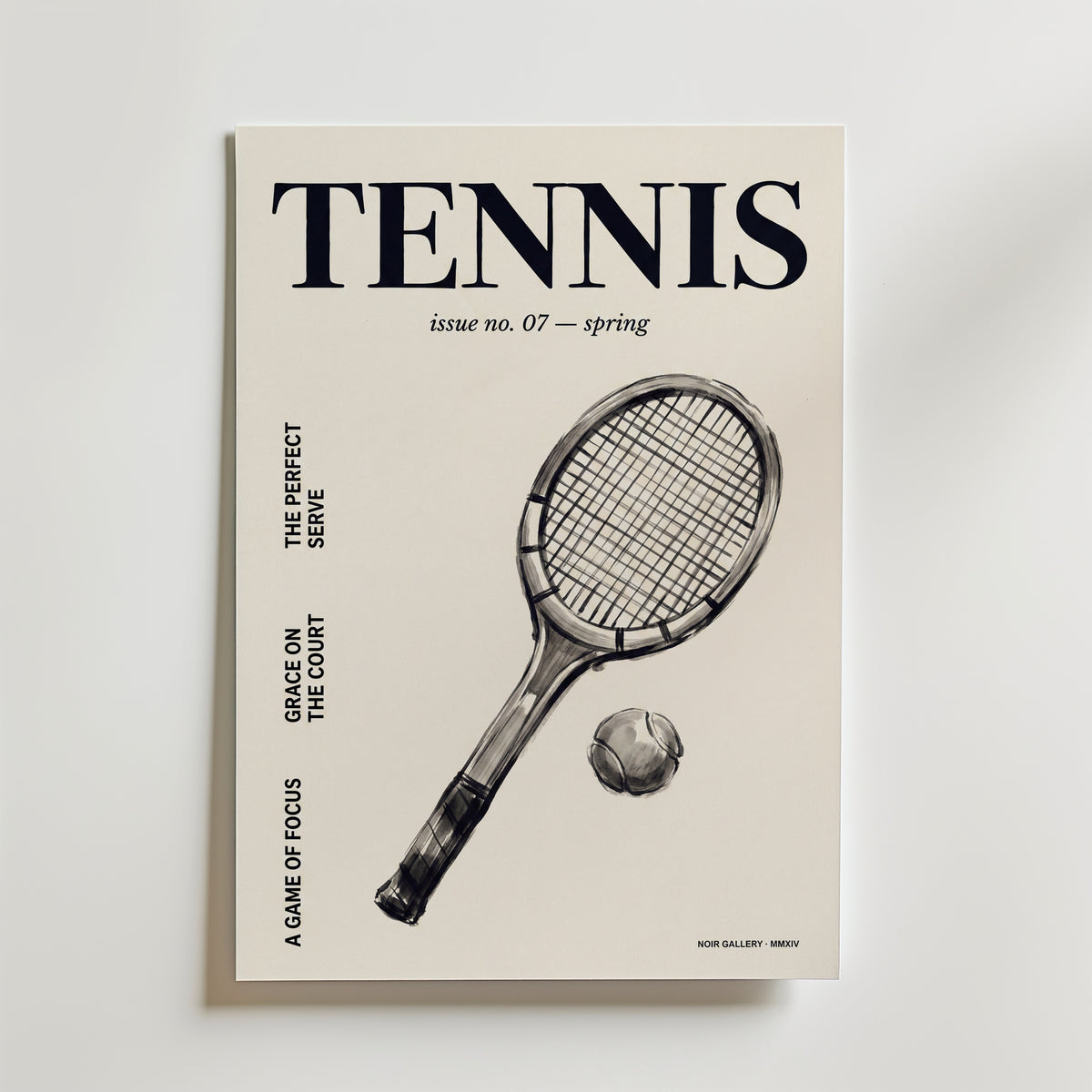 Vintage Tennis Cover affisch som canvastavla med retro tennismotiv i tuschstil, tryckt i Sverige från Bozetto