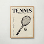 Vintage Tennis Cover affisch i ekram med tennisracket och boll, vintage sportmotiv från Bozetto