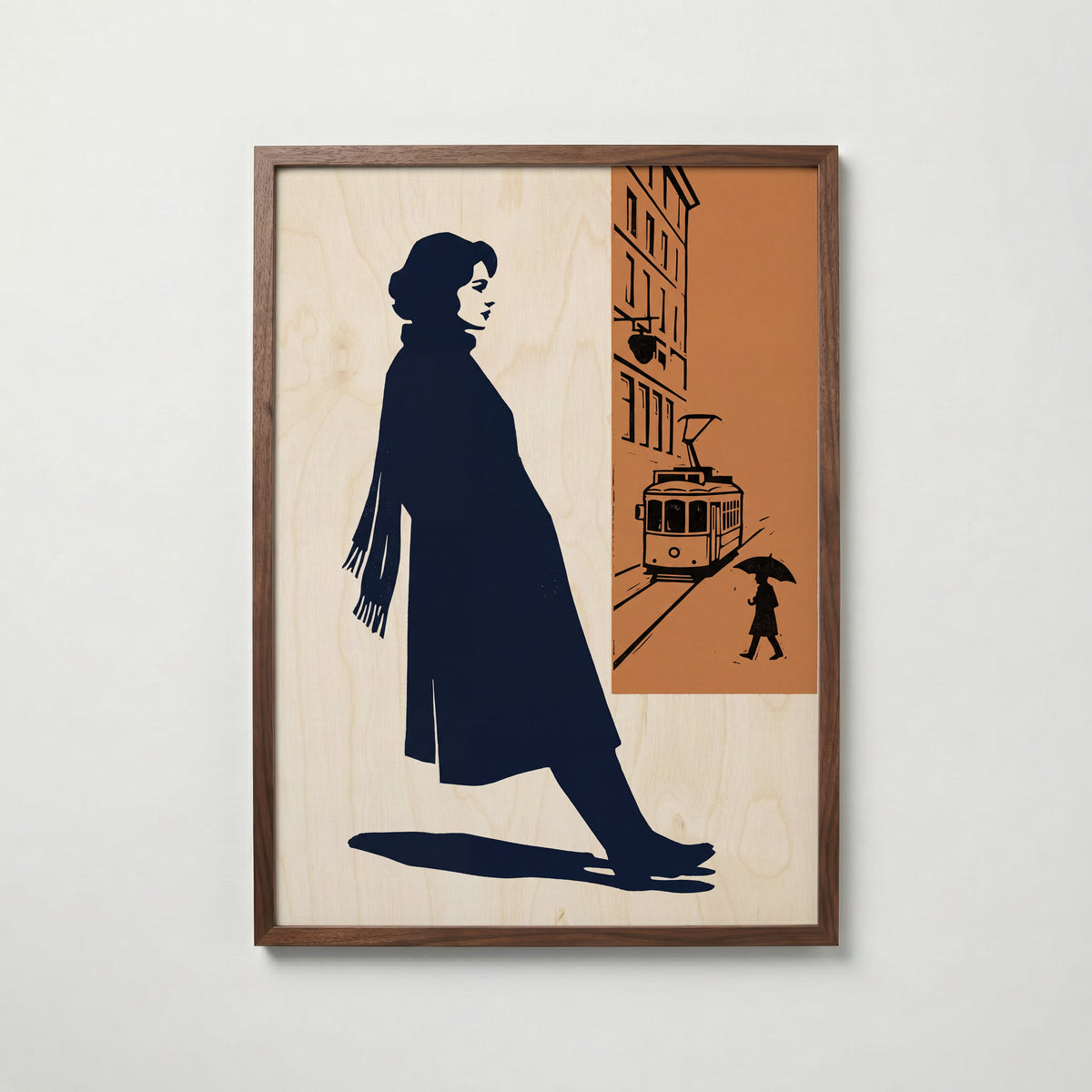 Wall Lean Poster – siluettavla i valnötsram, fri frakt över 499 kr