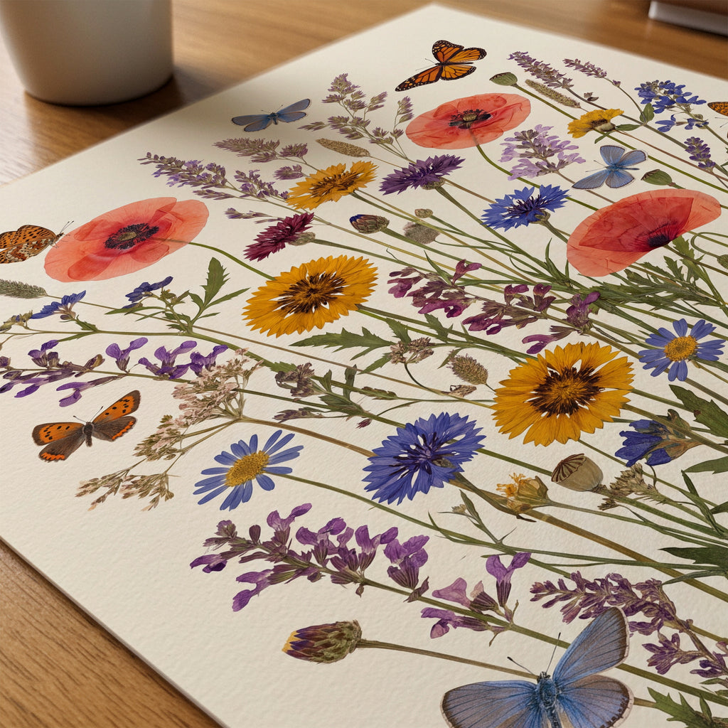 Wildflower Meadow Poster – närbild på papper