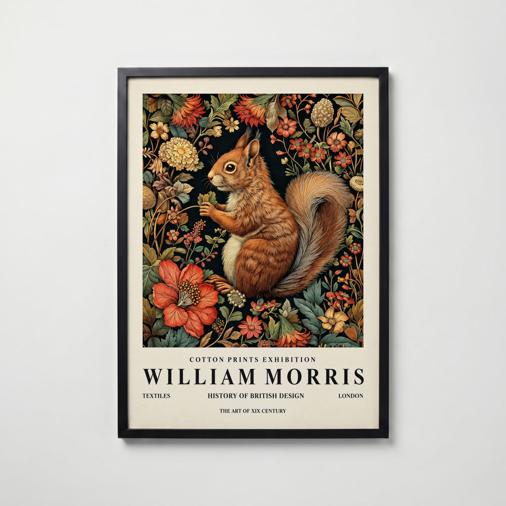 William Morris Squirrel Poster – svart ram
