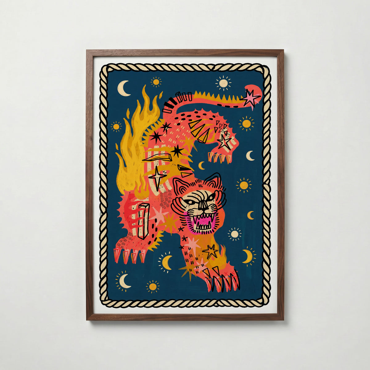 Wildflame Jaguar Poster – jaguar i valnötsram, fri frakt över 499 kr