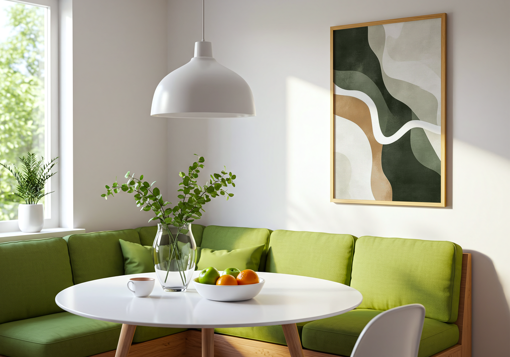 Abstract Green Shapes – affisch med snyggt motiv, köp enkelt hos Bozetto i flera storlekar