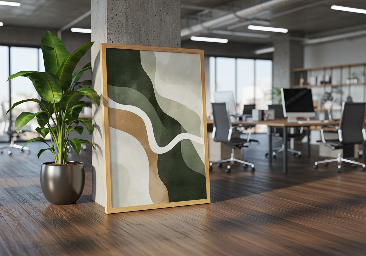 Abstract Green Shapes poster visad rakt fram – Bozetto affisch i hög tryckkvalitet