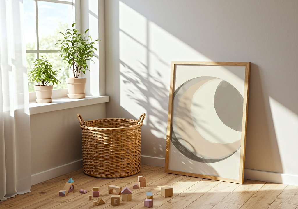 Abstract Moon poster visad rakt fram – Bozetto affisch i hög tryckkvalitet i hög tryckkvalitet